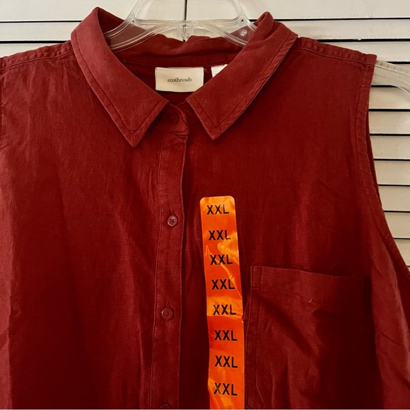 Echothreads Sleeveless Button-up Top - Picture 2 of 9